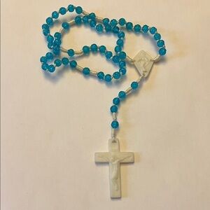 Vintage plastic blue and white rosary